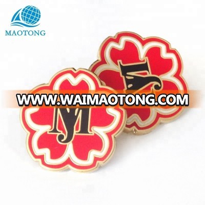 China factory bulk supply promotional metal flower badge pins custom high quality hard enamel pin